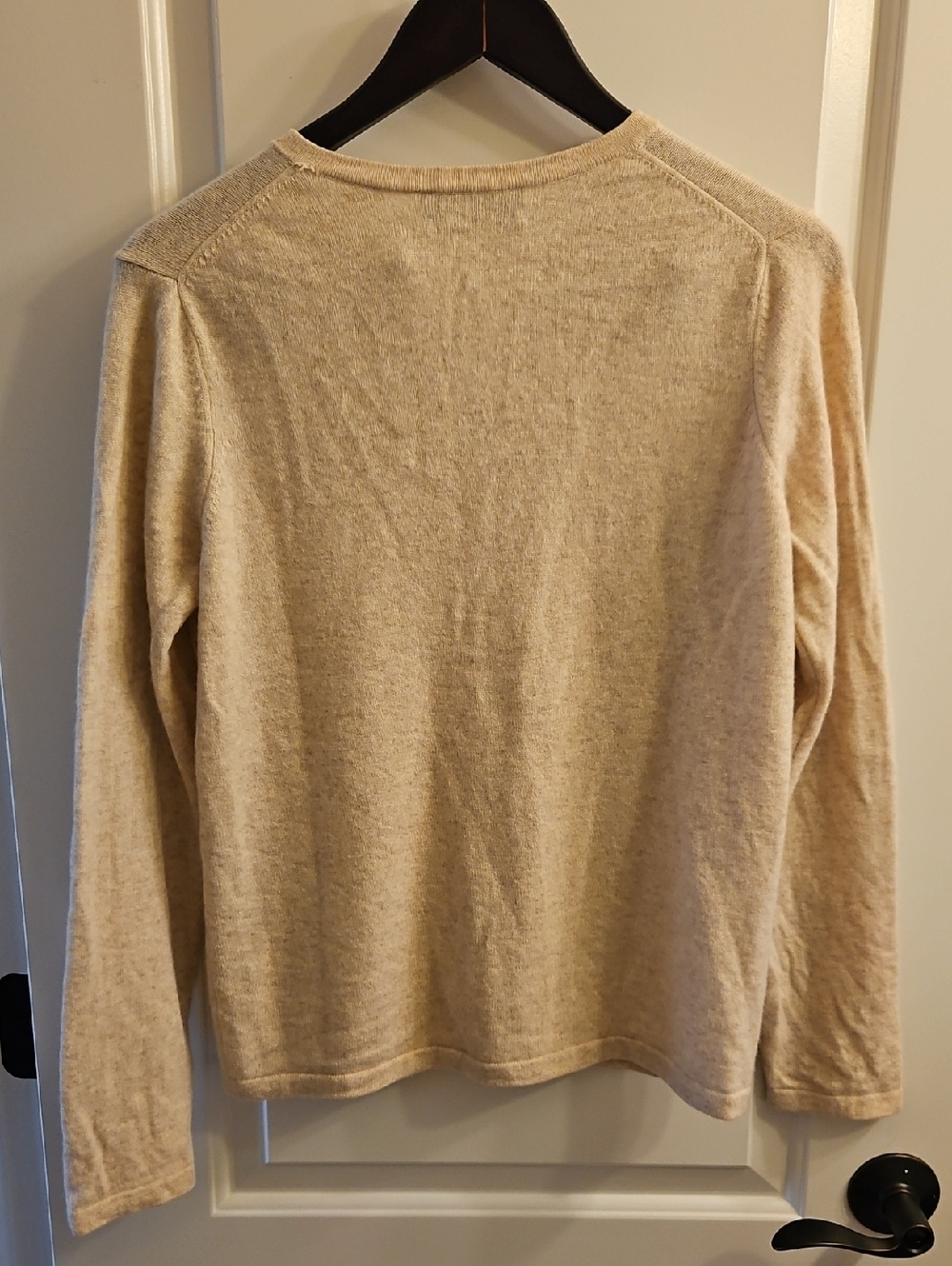 Orvis 100% Featherweight Cashmere Cardigan, Heathered Cream, S, Quiet Luxury - Picture 5 of 8